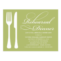 GREEN FLATWARE | REHEARSAL DINNER INVITE POST CARDS