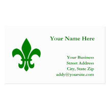 Green Fleur de Lis Business Card Template