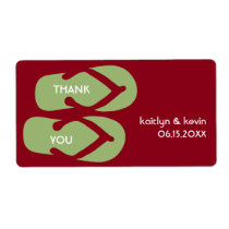 Green flip flop sandals thank you party favour labels