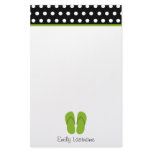 Green Flip Flops / Black With White Polka Dots Stationery Paper