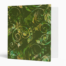 Green Floral Abstract Binder