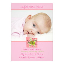 Green floral baby announcement card