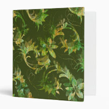 Green Floral Batik Print Binder