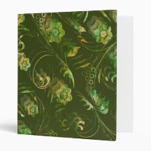 Green Floral Batik Print Binder