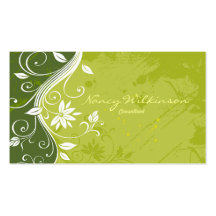 Green Floral Grunge Business Card
