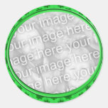 green floral photo frame round sticker