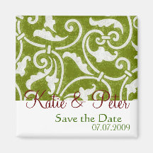 Green Floral Save The Date Magnet - Customized