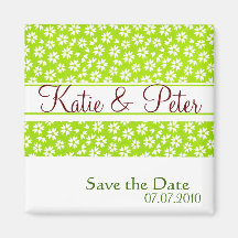 Green Floral Save The Date Magnet - Customized