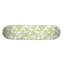 Green Floral Swirls Skateboard Decks