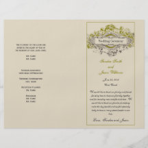Green Floral Vintage Wedding Program Personalized Flyer