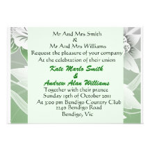 Green floral wedding invitation