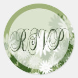 Green Floral Wedding RSVP Seal stickers