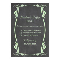 Green Flourish Chalkboard Response Card invitations