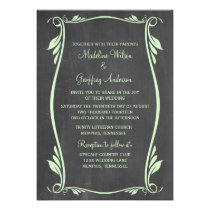 Green Flourish Chalkboard Wedding Invite invitations