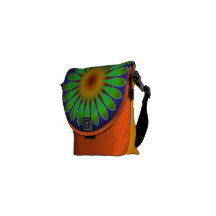 Green flower kaleidoscope Mini Messenger Bag