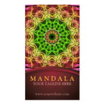 Green Flower Mandala Business Cards