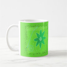 green flower mug