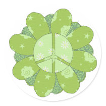 Green Flower Peace Sign Sticker