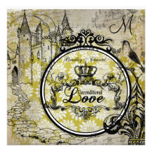 Green Flowered Unconditional Love Wedding Invite