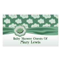 Green Fluffy Clouds Baby Shower Business Cards