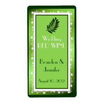 Green Foil Look Wedding Mini Wine Labels