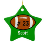 Green Football Star Ornament