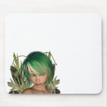 Green Forest Fairy 3D Close-Up Mousepads