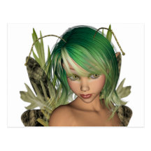 Green Forest Fairy 3D Close-Up Postcard