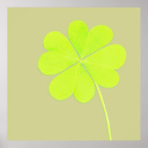 Green Four Leaf Clover Poster