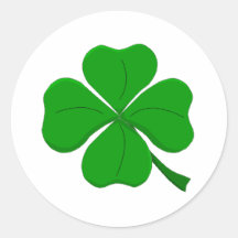Green Four-Leaf-Clover Round Stickers