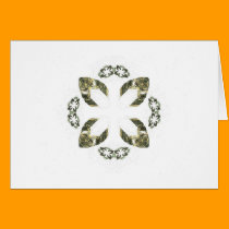 Green Four Petal Fractal Art Design cards