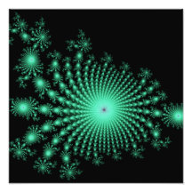 Green Fractal Islands on Black - abstract art Art Photo