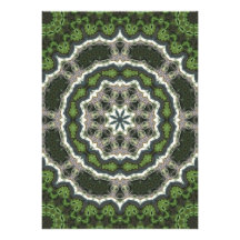 Green Fractal Photo Mandala Custom Announcements