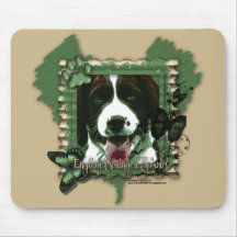 Green Frame - English Springer Spaniel - Baxter Mouse Pads