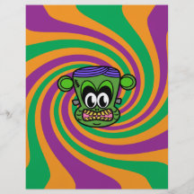 Green Frankenstein monkey on Halloween swirl Personalized Flyer
