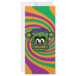 Green Frankenstein monkey on Halloween swirl rack cards