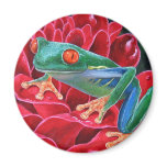 Green Frog Animal Art Painting - Multi Fridge Magnet