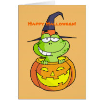 Green Frog Halloween Card