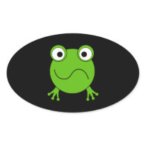 Green Frog. Looking confused. Oval Sticker