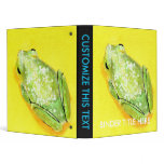 Green frog on yellow background watercolour 3 ring binders