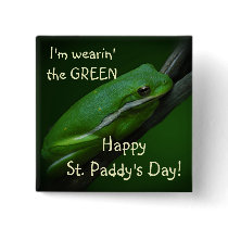 Green Frog St. Patrick's Day Button