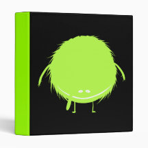 green fuzzy duzzle monster 3 ring binder