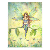 Green Garden Fairy Fantasy Art Postcards