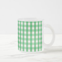 Green Gingham Check Pattern Coffee Mugs