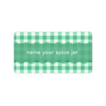 Green Gingham Chequered Design Kitchen Label