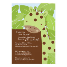 Green Giraffe Baby Shower Invitation