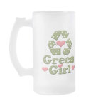 Green Girl Recycle Heart Frosted Mug