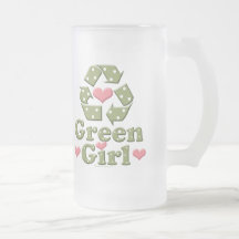 Green Girl Recycle Heart Frosted Mug