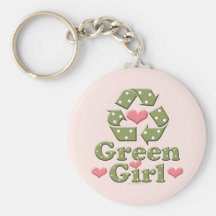Green Girl Recycle Heart  Key Chain