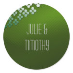 Green glass with flowers stickers